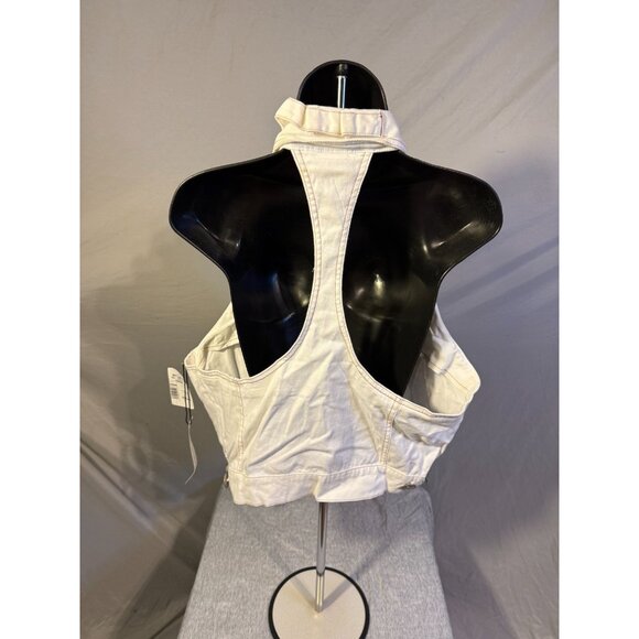 New RVT White Denim Jean Vest Stretch Sexy Layer Moto Vibes Womens PLus XXL 2X - Picture 3 of 3
